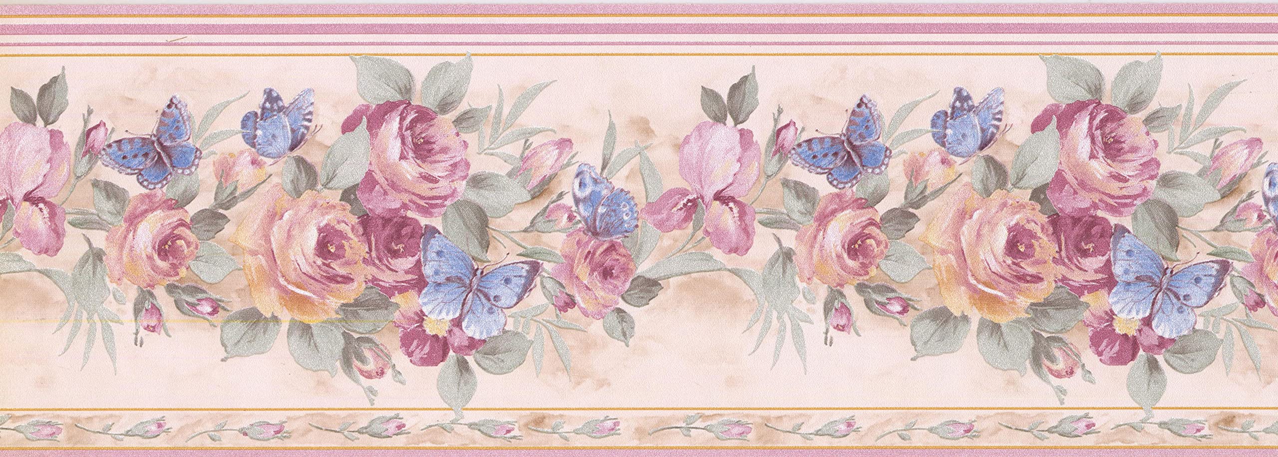 CONCORD WALLCOVERINGS ™ Floral Wallpaper Border - Roses